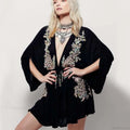 New Floral Embroidery Boho Dress Sexy Beach Dress Deep V-neck Mini Party