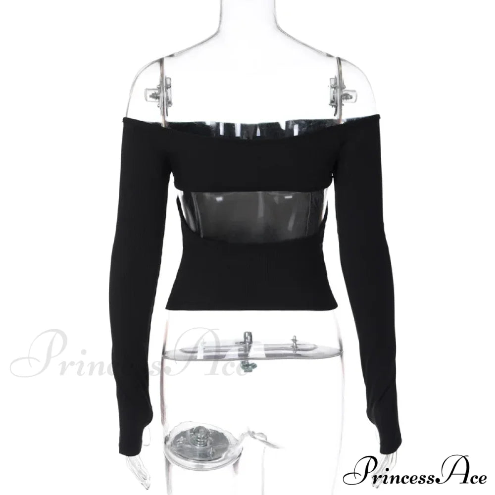 Off-shoulder Long Sleeve Charming Backless Bow Crop Top