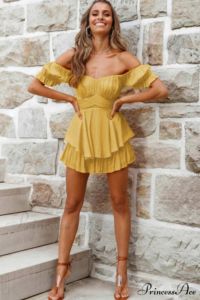Off Shoulder Ruffled Skirt Pants with Tie Back