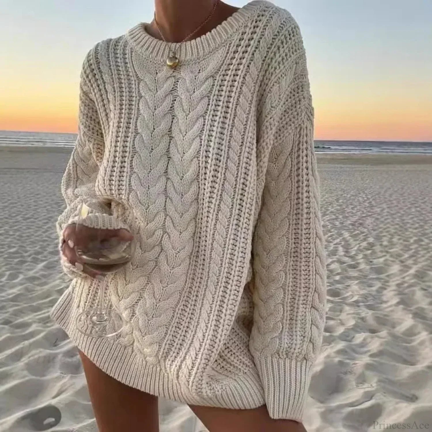 Off-Shoulder Solid Long Sleeve Knitted Sweater