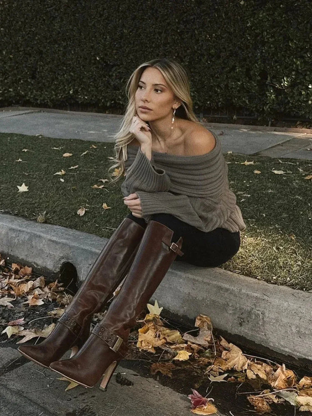 Off Shoulder Striped Long Sleeve Sweater
