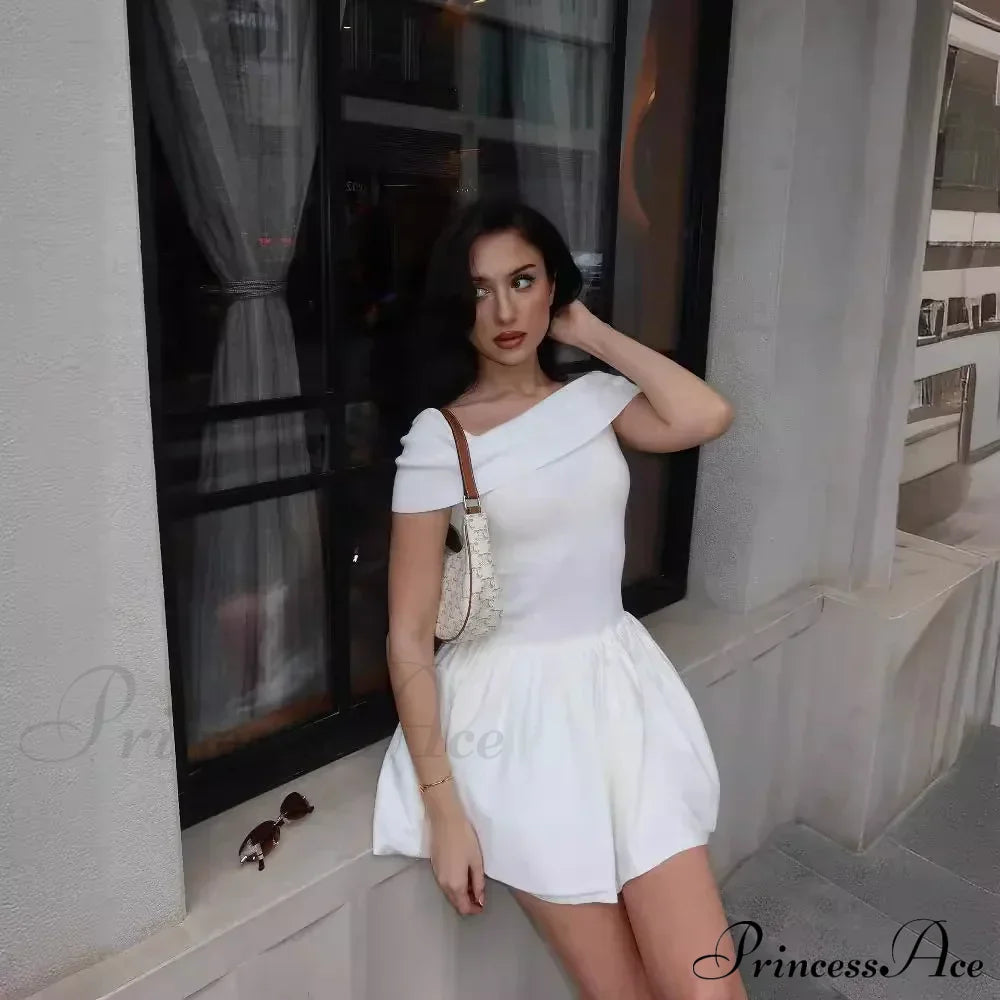 Off Shoulder Stylish Pleated Mini Dress