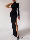 One Full-Length Warm-Season Women's Elegant Gown Shoulder - Black