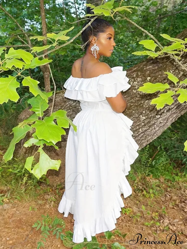 Orange High Low Dress with Ruffle Hem