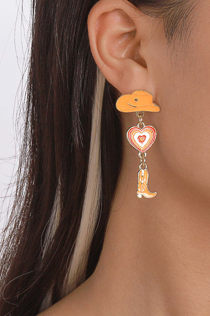 Hat Heart Cowboy Boots Earrings