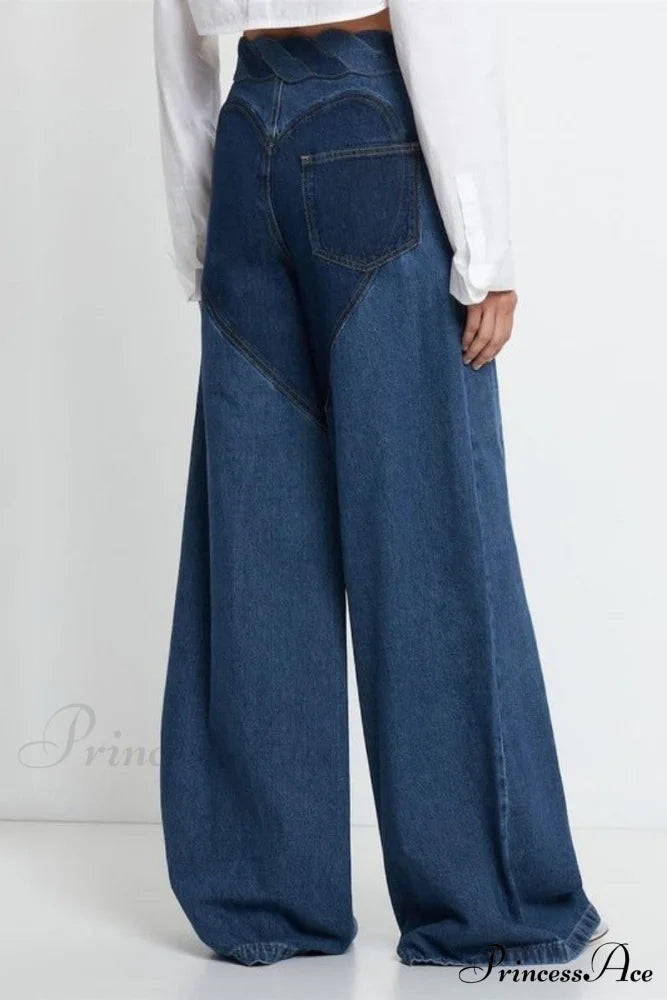 Patchwork Decoration Accessories Waist Denim Metal High Jeans
