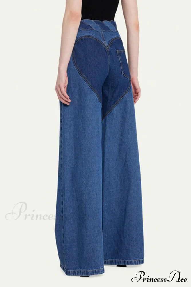 Patchwork Decoration Accessories Waist Denim Metal High Jeans