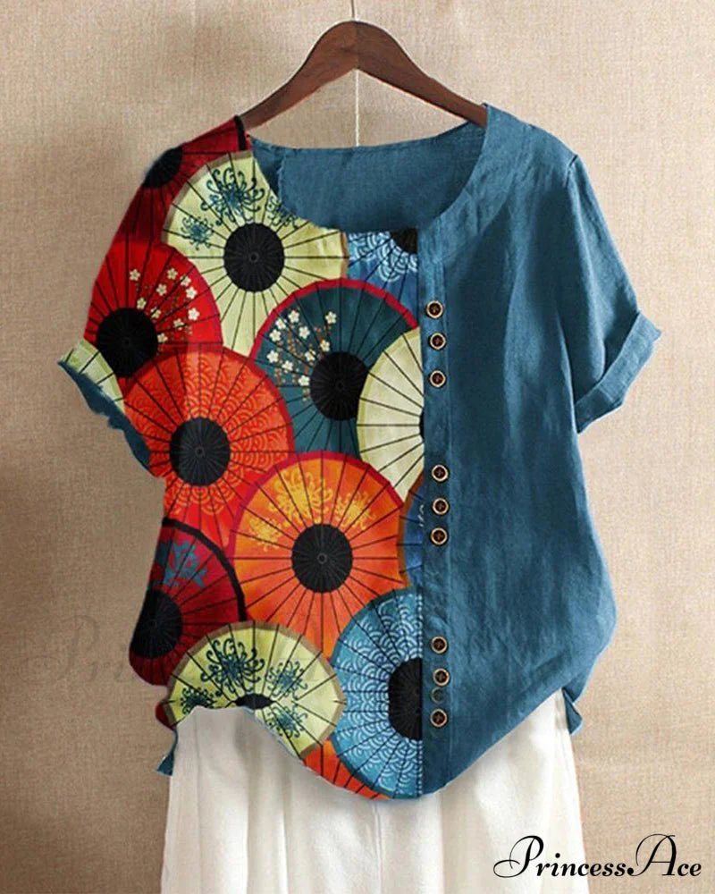 Patterned neck crew tee