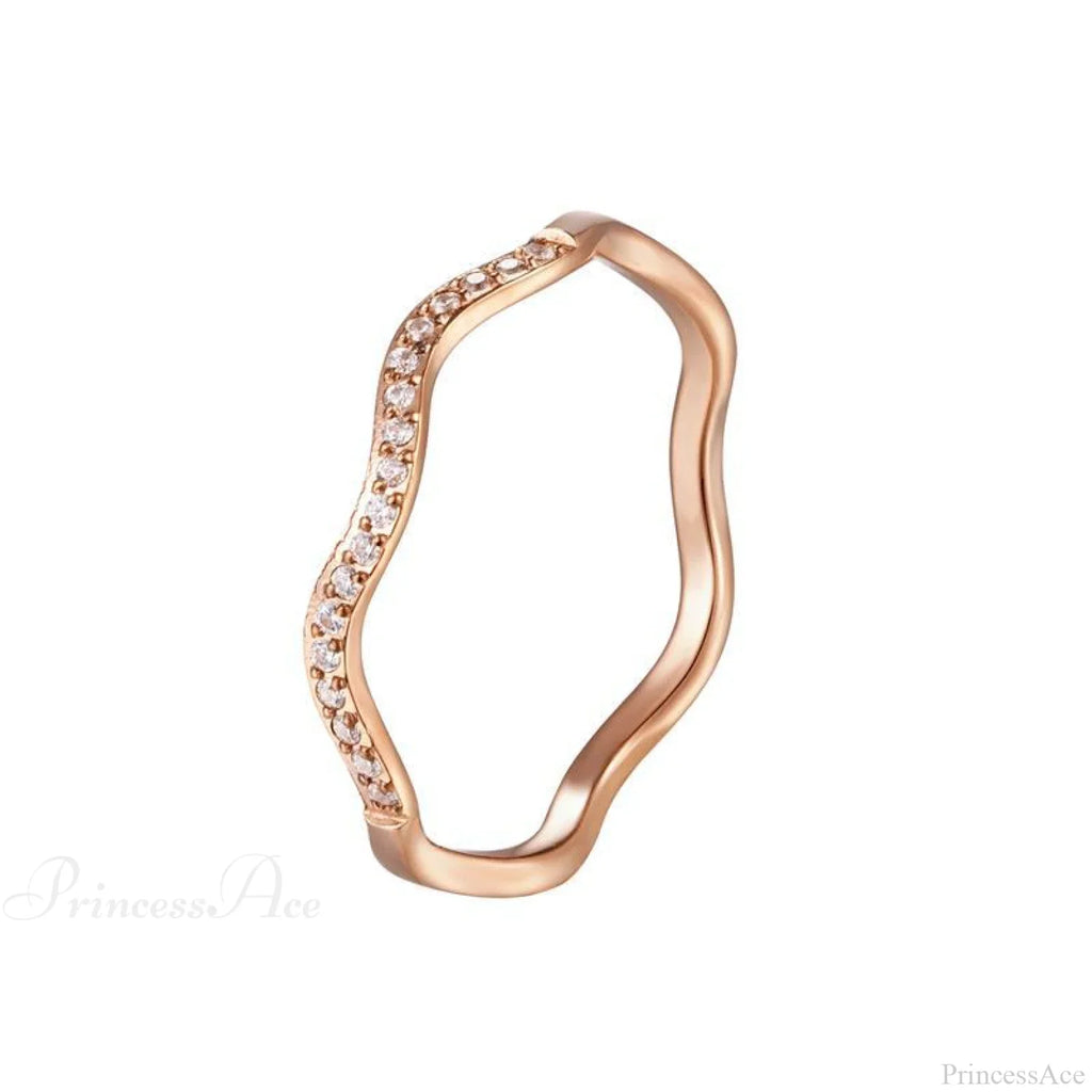 Personalized Irregular Curved Edge Rose Gold Ring