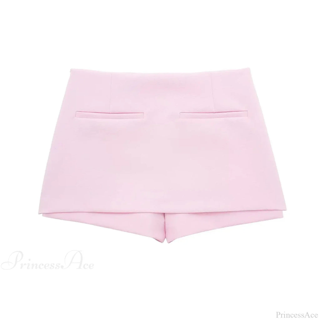 Pink Halter Sleeveless Charming Top And Skort Set