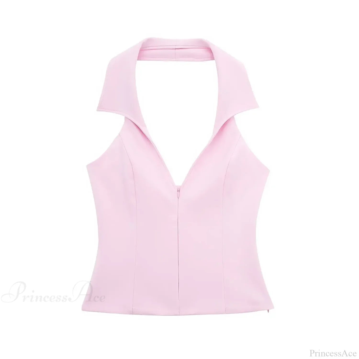 Pink Halter Sleeveless Charming Top And Skort Set