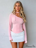 Pink Long Sleeve Charming Strap Tie Around Top