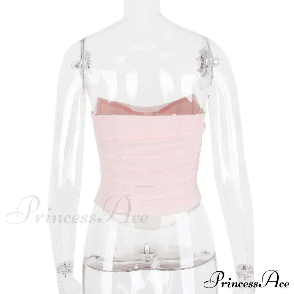 Pink Mesh Stylish Tube Corset Top
