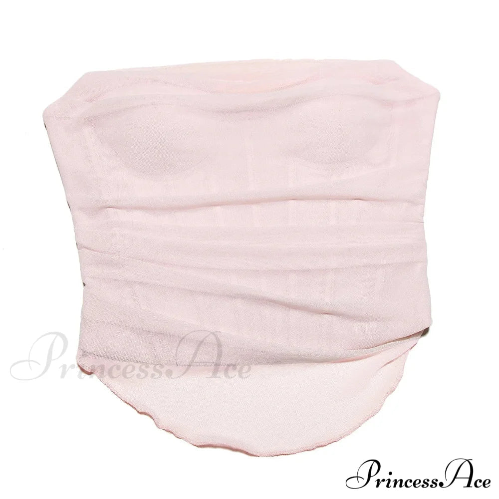 Pink Mesh Stylish Tube Corset Top