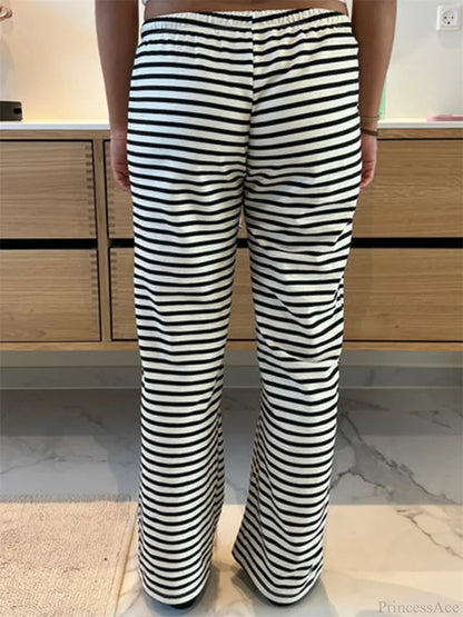 Plaid Print Wide Leg Casual Spring Summer Pant