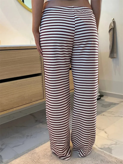 Plaid Print Wide Leg Casual Spring Summer Pant