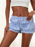 Plaid Ruched Ruffle Bloomer Short