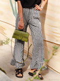 Plaid Ruffled Hem Elastic Waist Loose Pajama Pant
