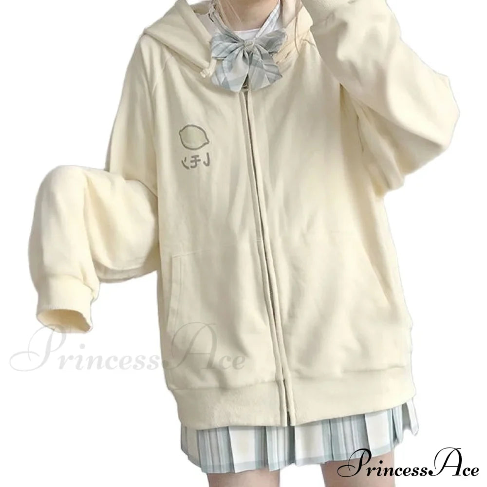 Plus Hoodie Design Women Fruit Sweatshirt Harajuku Loose Thin Zipper Sweet Pink Pocket Cute Size Spring Clothes