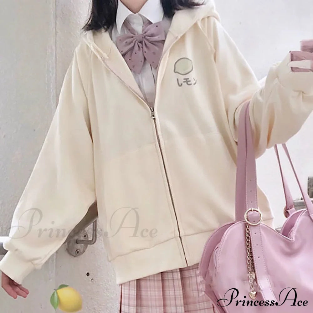 Plus Hoodie Design Women Fruit Sweatshirt Harajuku Loose Thin Zipper Sweet Pink Pocket Cute Size Spring Clothes