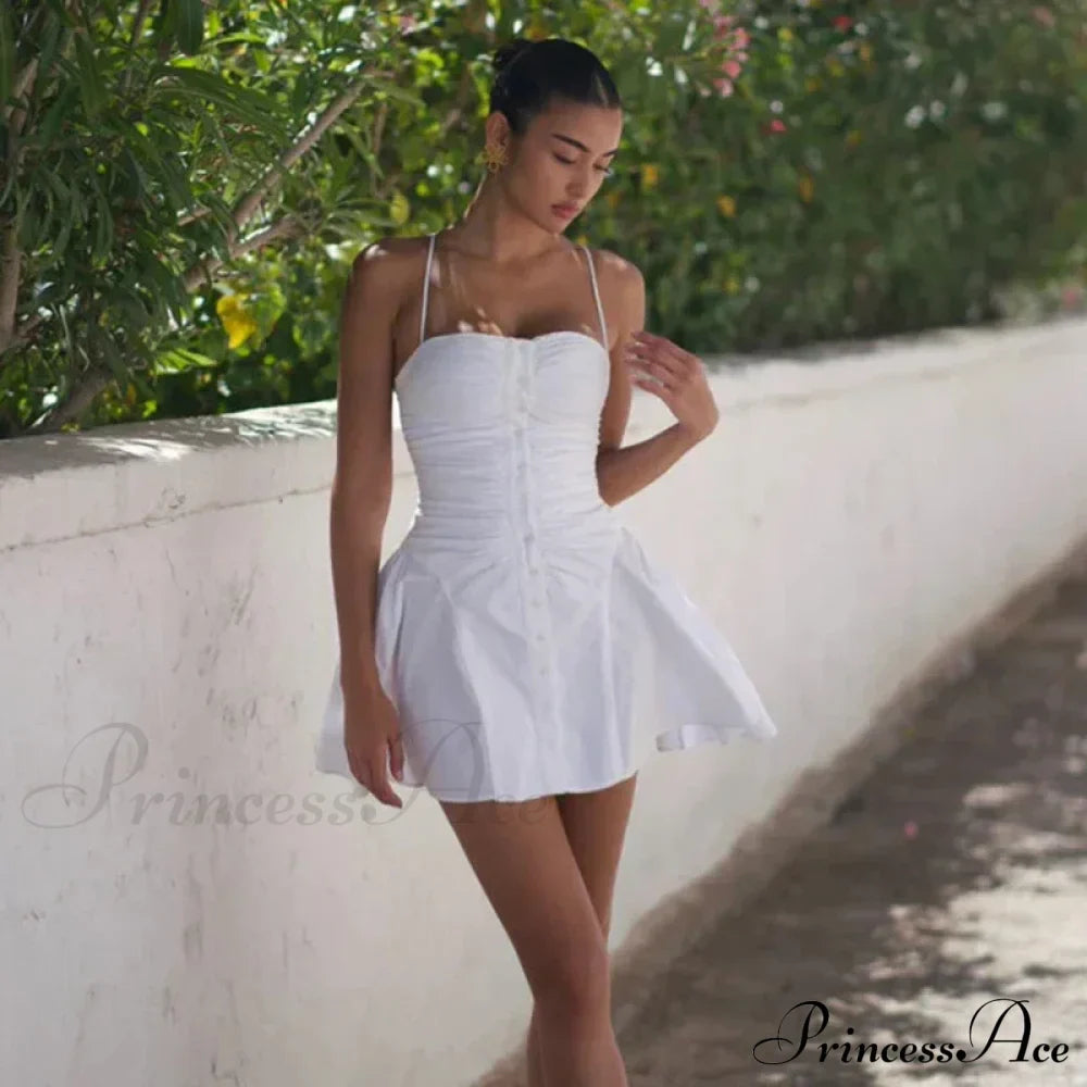 Polka Dot Print Open Graceful Back Spaghetti Strap Mini Dress