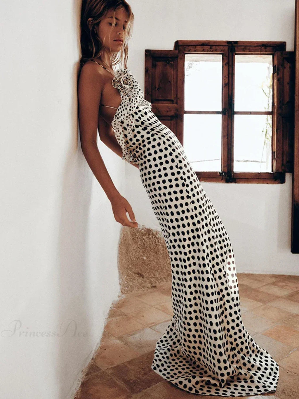 Print Dots Flower Vacation Dress