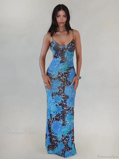 Print Slim Bodycon Maxi Vacation Dress