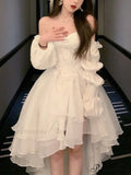 Puff sleeve casual Trendy fairy chiffon dress