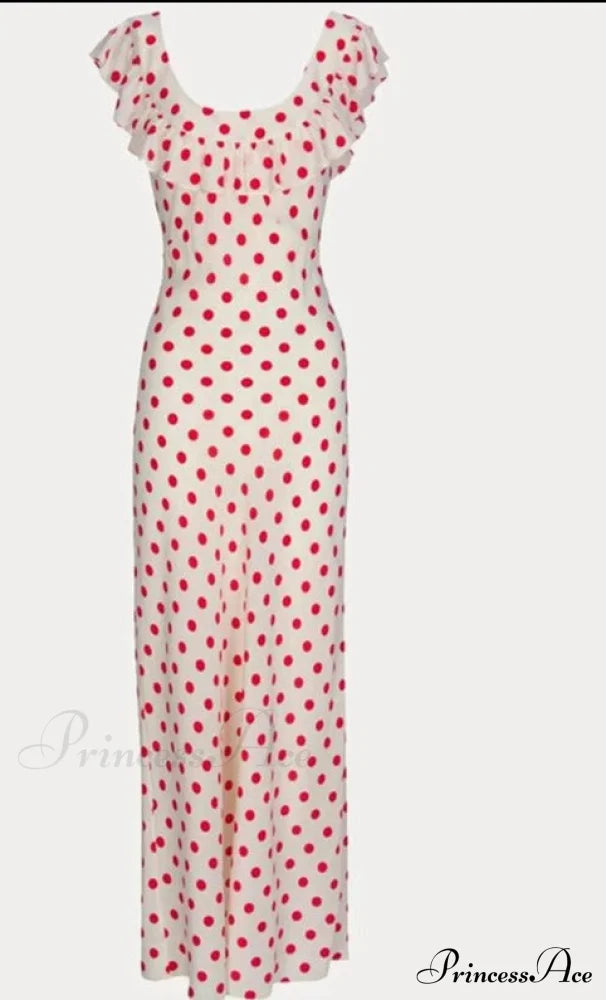 Red Polka Dot Charming Off Shoulder Maxi Dress