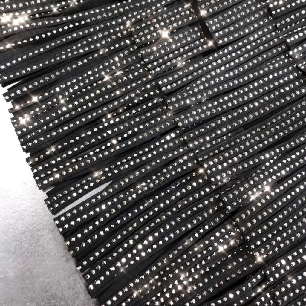 Rhinestones Tassel  High Waist Belt Skirt