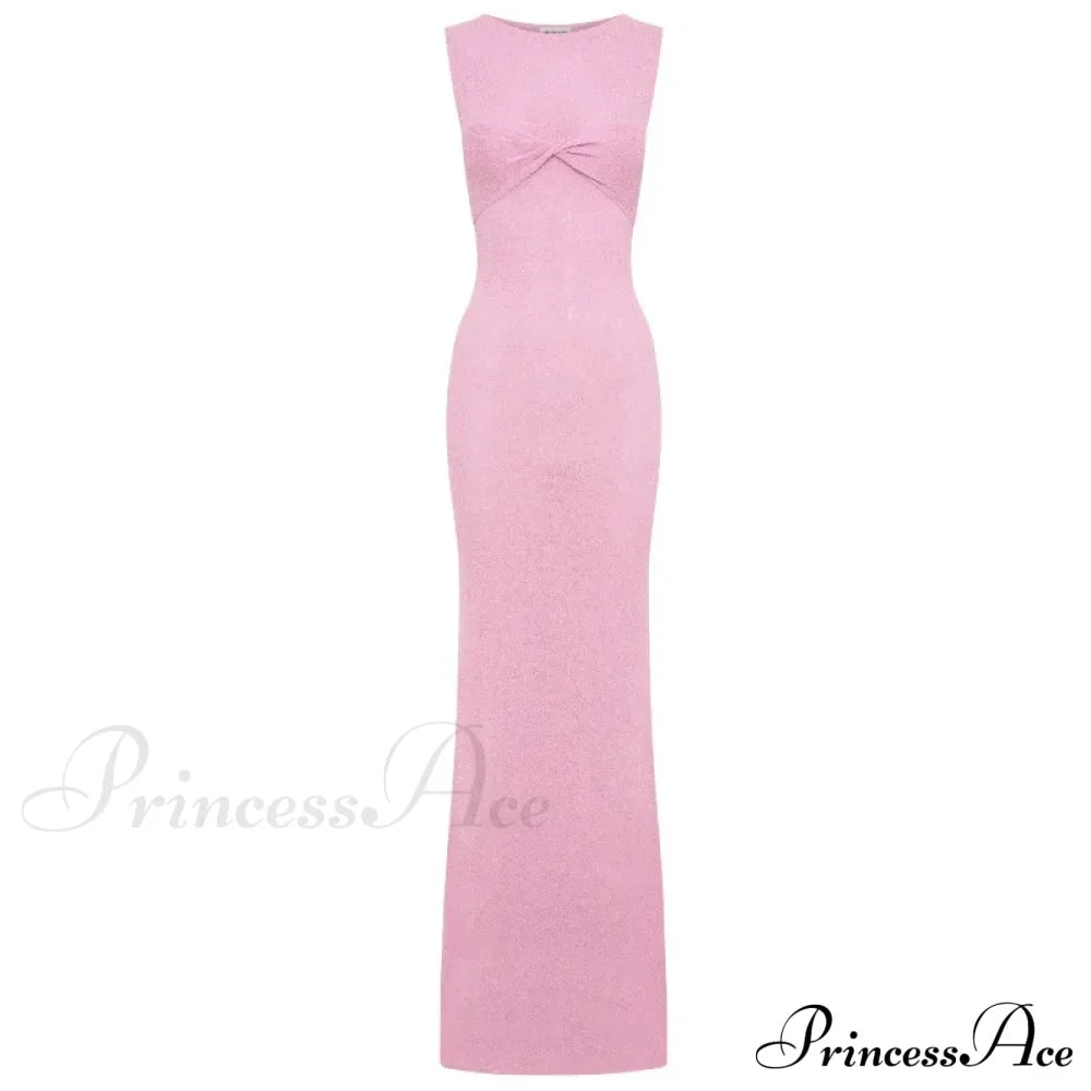 Ribbed Knit Bandeau Charming Sleeveless Midi Dress