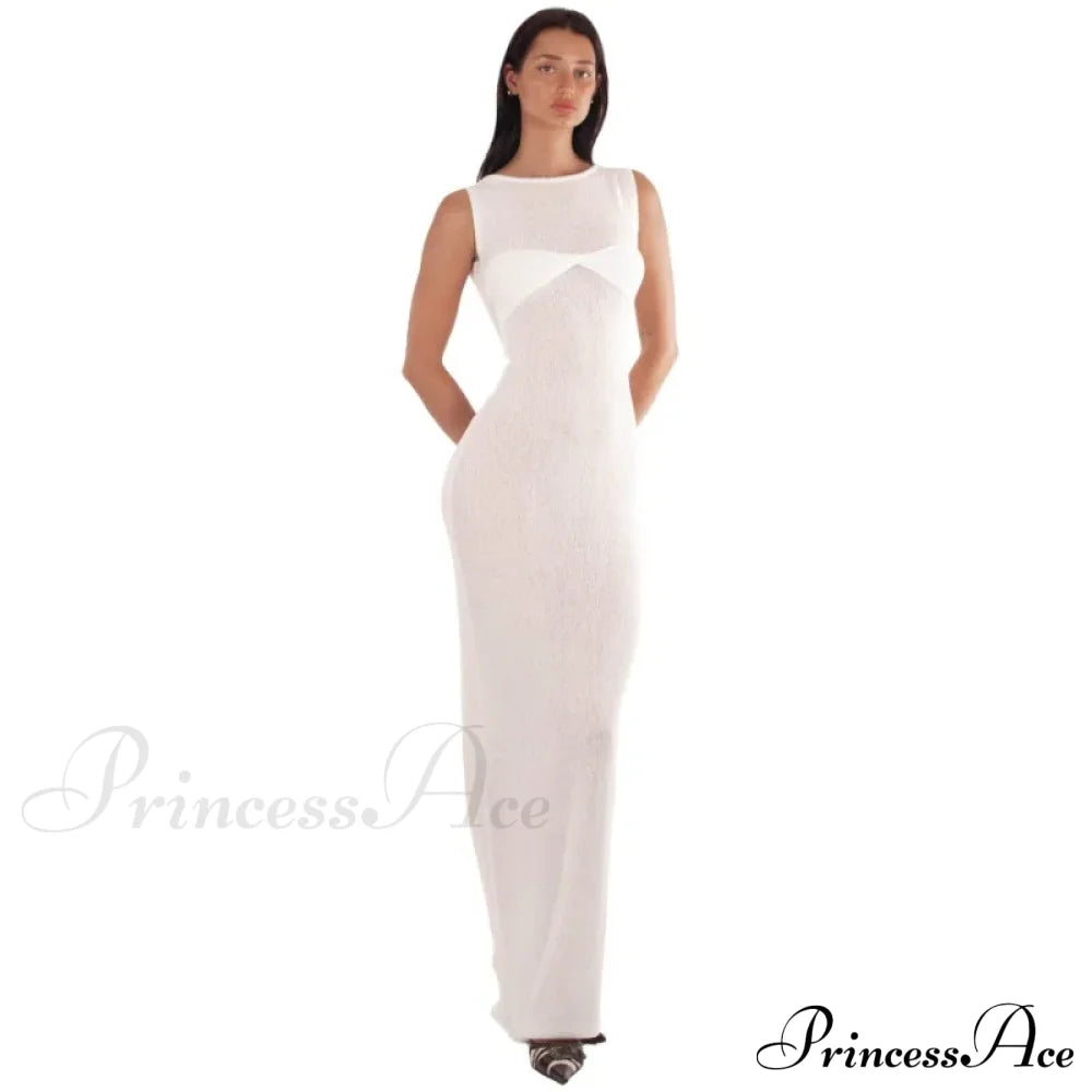 Ribbed Knit Bandeau Charming Sleeveless Midi Dress