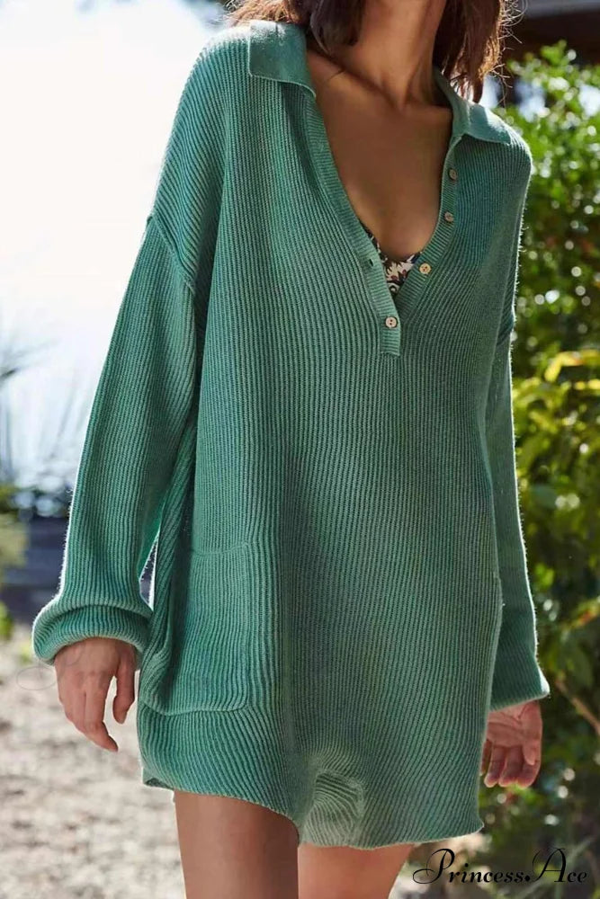Ribbed Rompers with Lapel and Long Sleeves