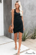 Ruched Bodycon T-Shirt Dress in Black