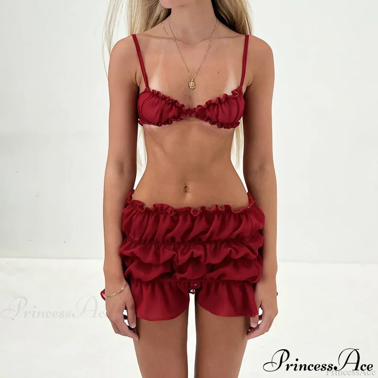 Ruched Bralette And Charming Mini Skirt Set