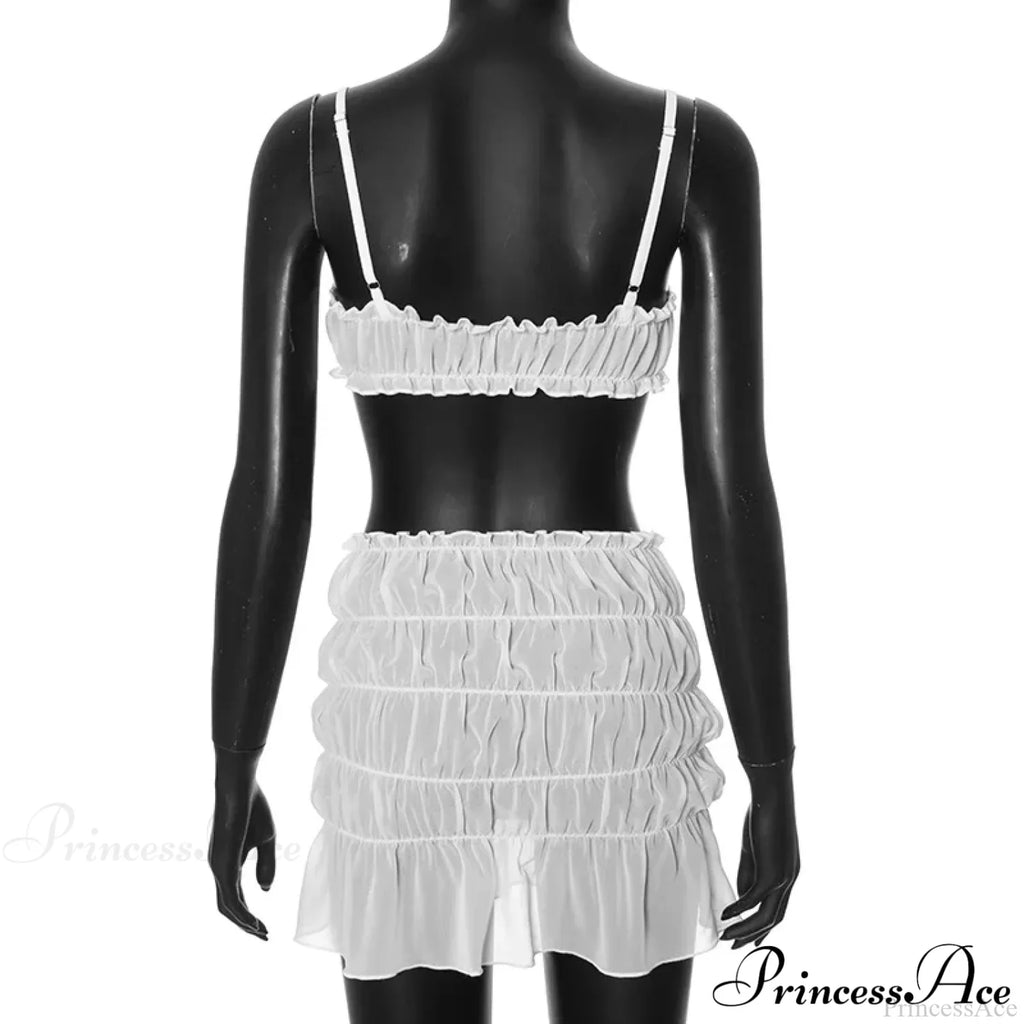 Ruched Bralette And Charming Mini Skirt Set