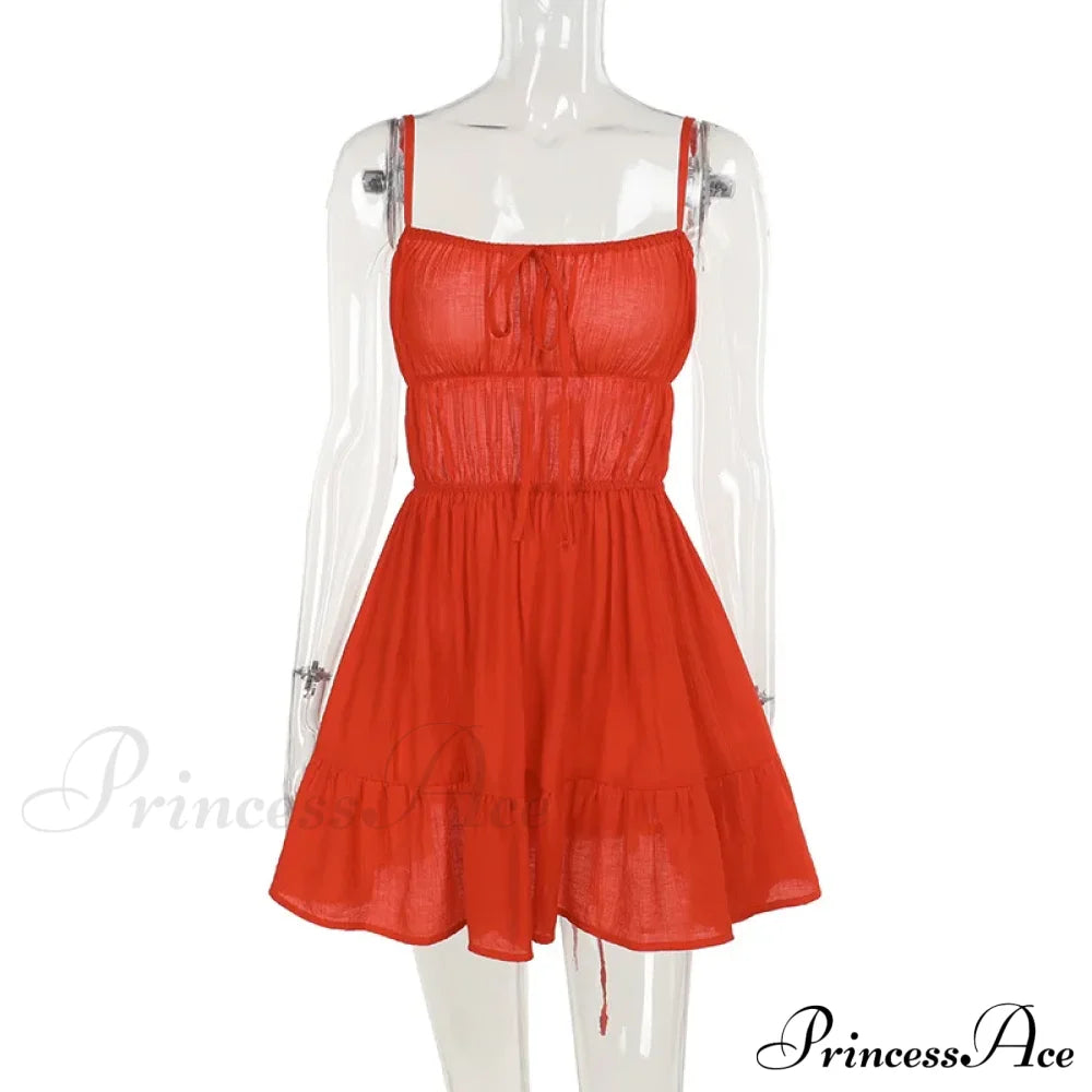 Ruched Elastic Backless Charming Cami Mini Dress