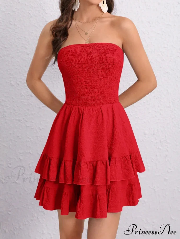 Ruffle Hem Tube Dress