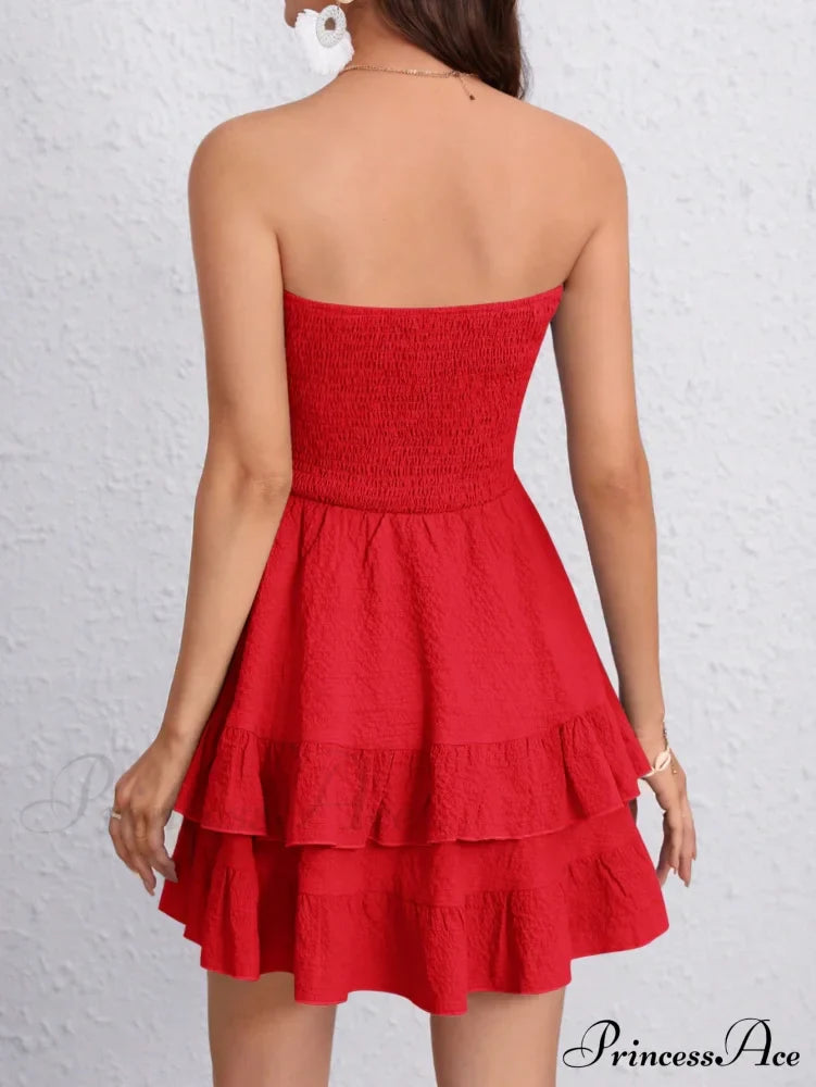 Ruffle Hem Tube Dress