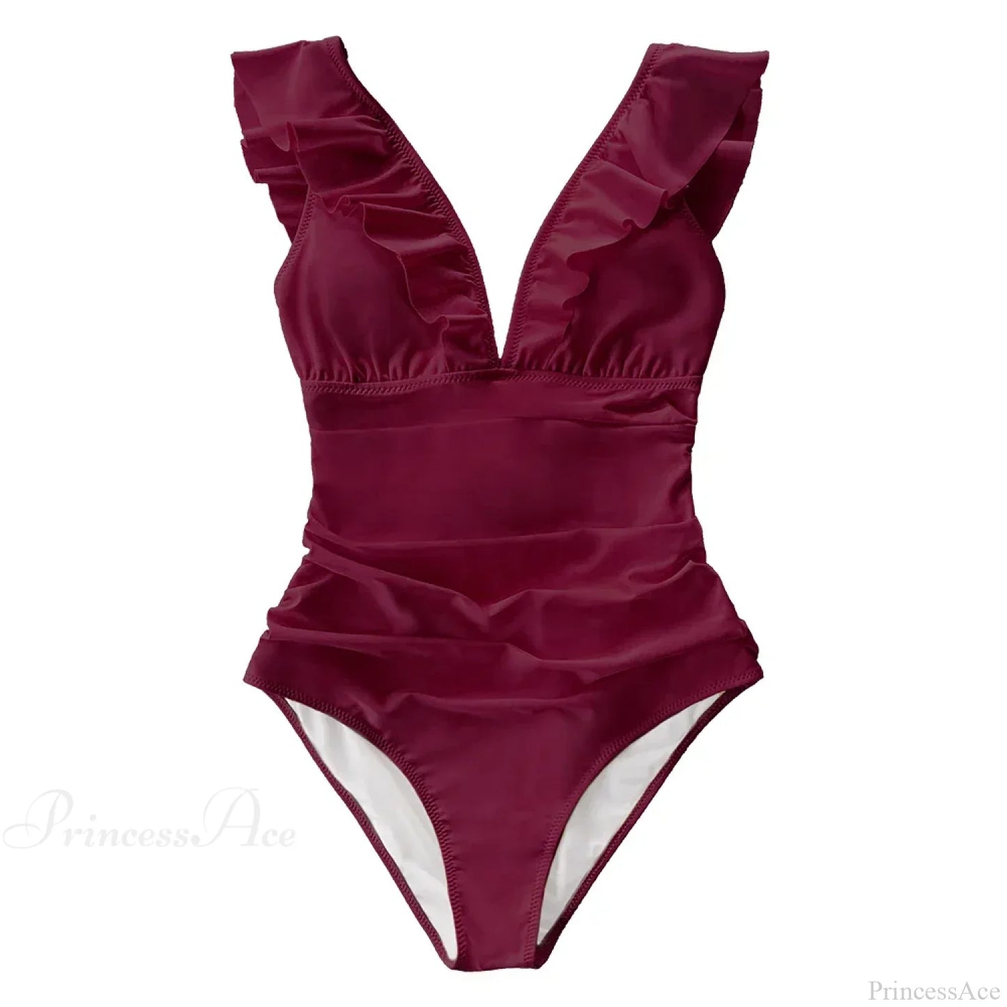 Ruffled V-neck Lace Up Monokini One Piece Set
