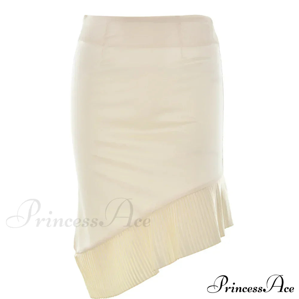 Satin Pleated Stylish Trim Midi Skirt
