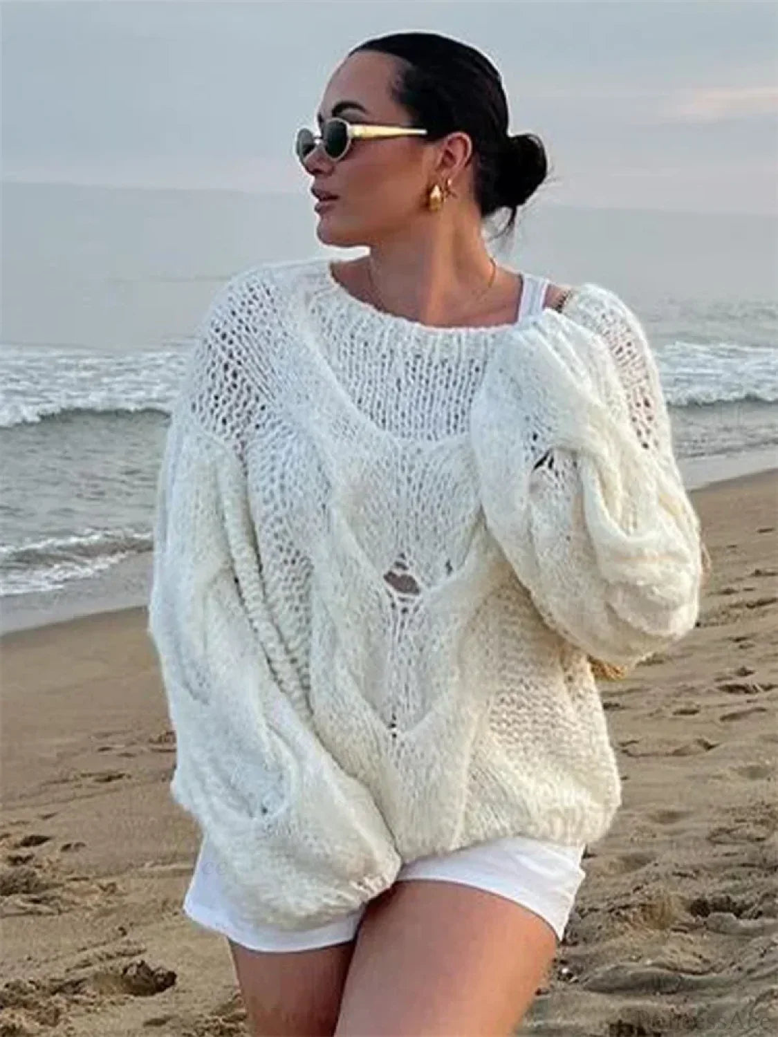 See-through Casual Loose Y2K Knitted Sweater
