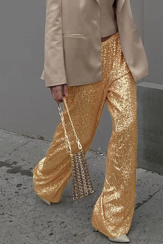 Sequin Long Straight Pants