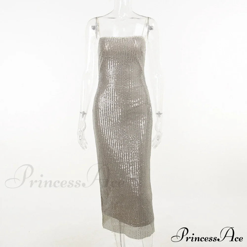 Sequin Mesh Stylish Long Dress