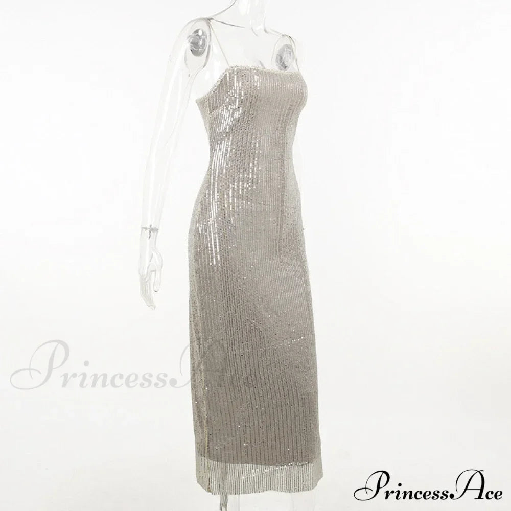 Sequin Mesh Stylish Long Dress