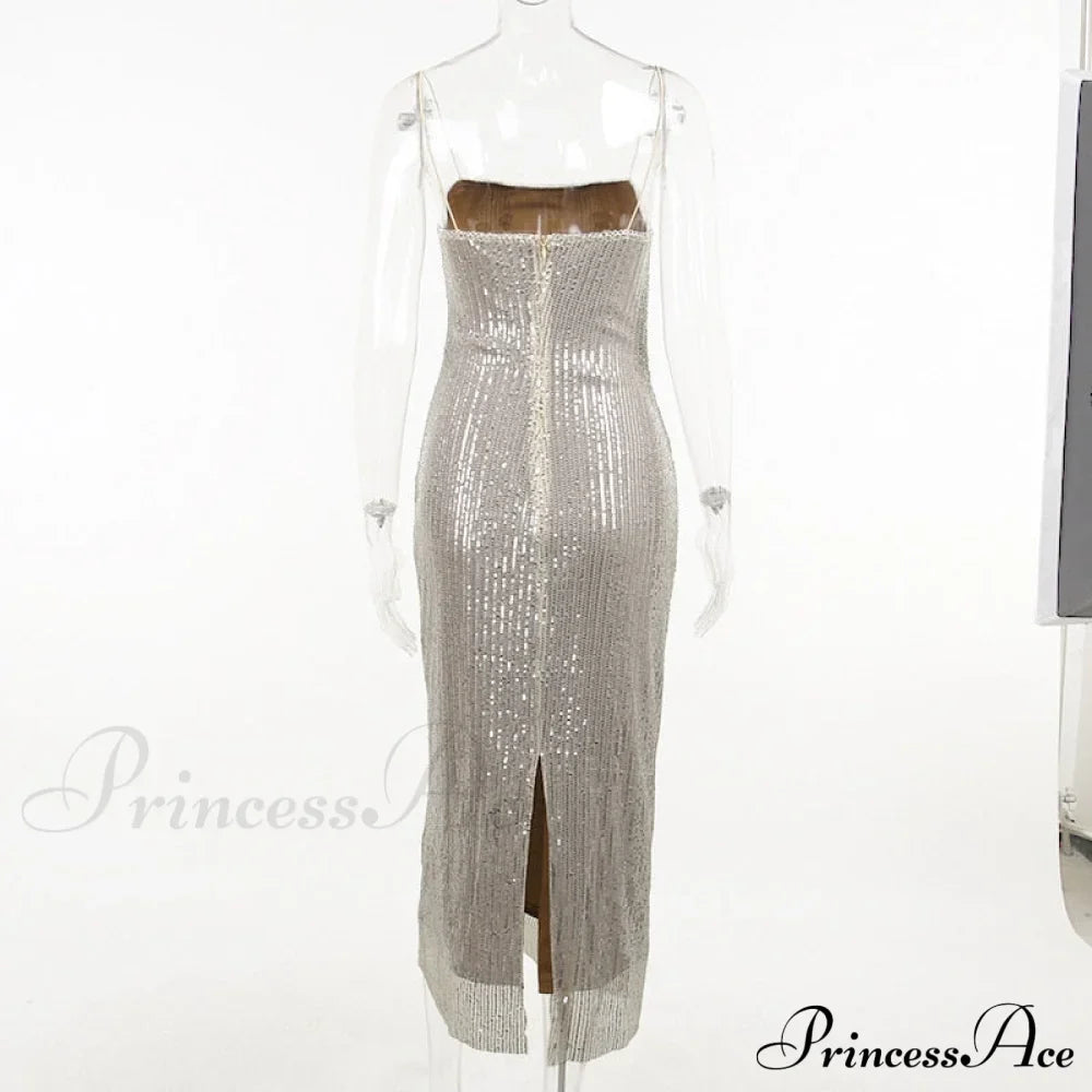 Sequin Mesh Stylish Long Dress