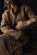 Sequin Metallic Stand Collar Loose Fashion Coat