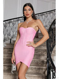 Sexy Strapless Mini Bandage Pink Sleeveless Backless Bodycon Party Dress