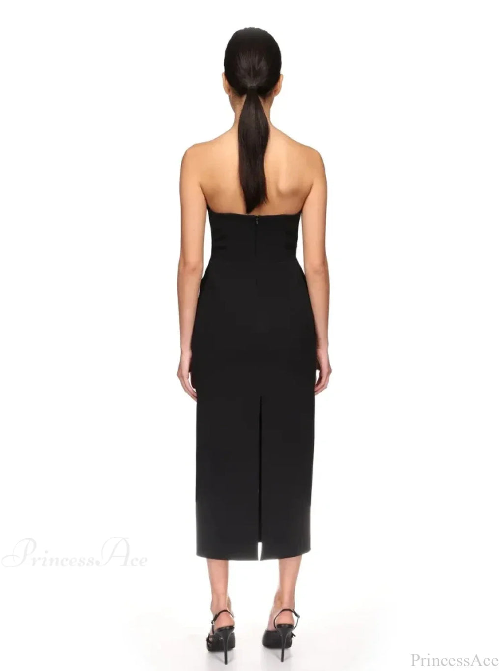 Sexy Strapless V Neck Diamonds Bandage Black Sleeveless Party Dress