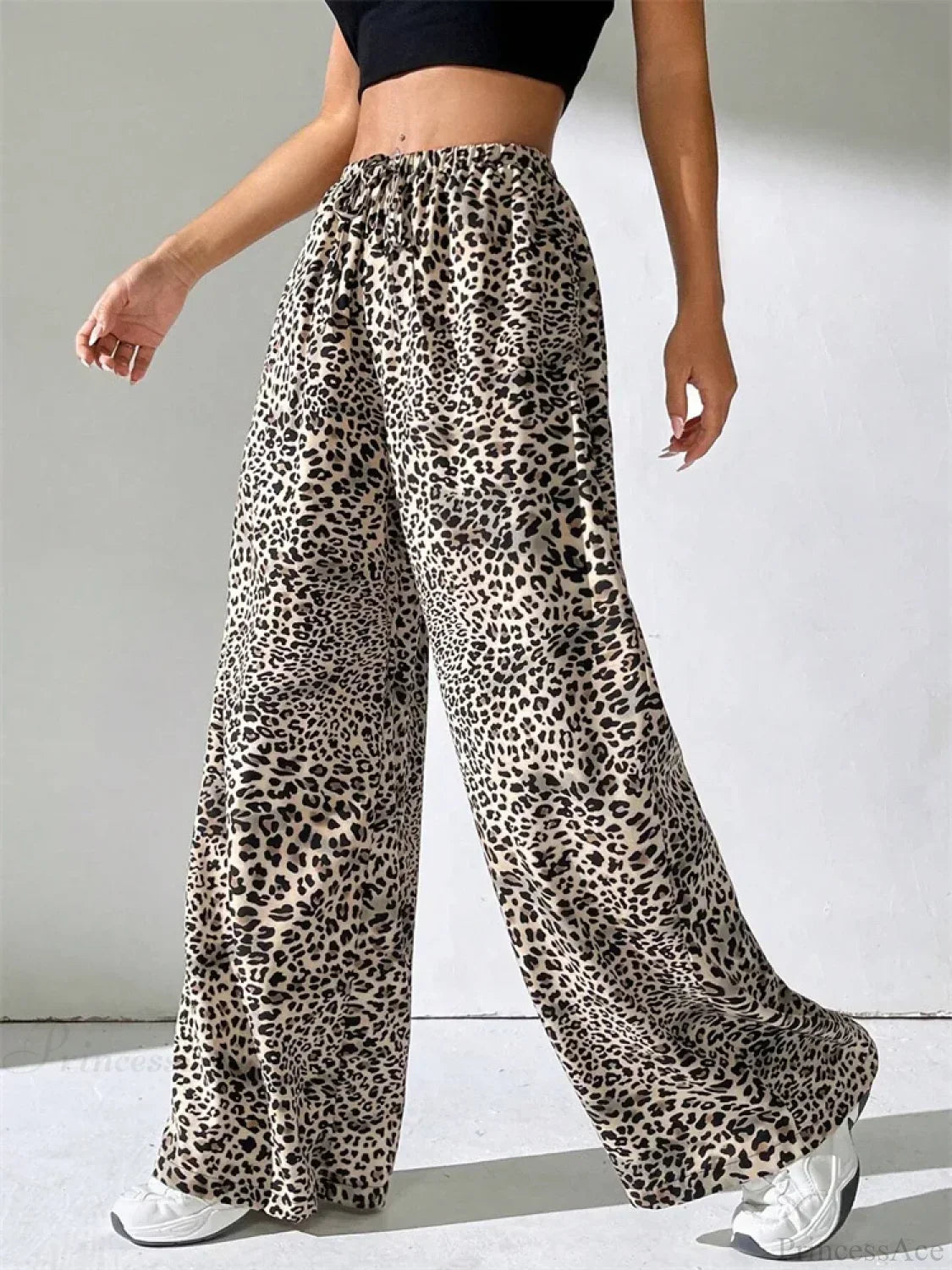 Sexy Striped Side Split Tie-Up Wide-Leg Sweatpant